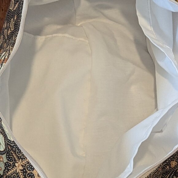 HOMEMADE CROSSBODY BAG-BEAUTIFUL EXOTIC FABRIC-BROWNS/TANS/SAGE-UNUSED - Picture 9 of 11